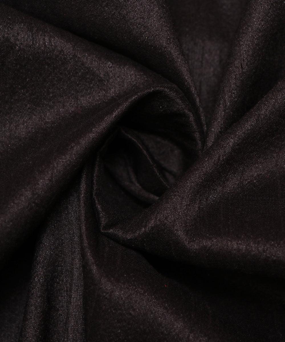 black plain raw silk fabric