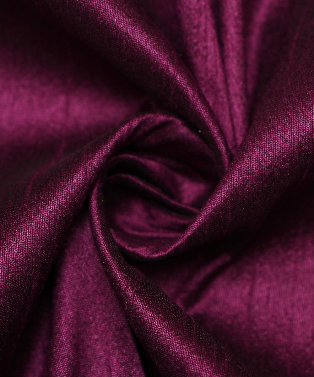 burgundy colour plain raw silk