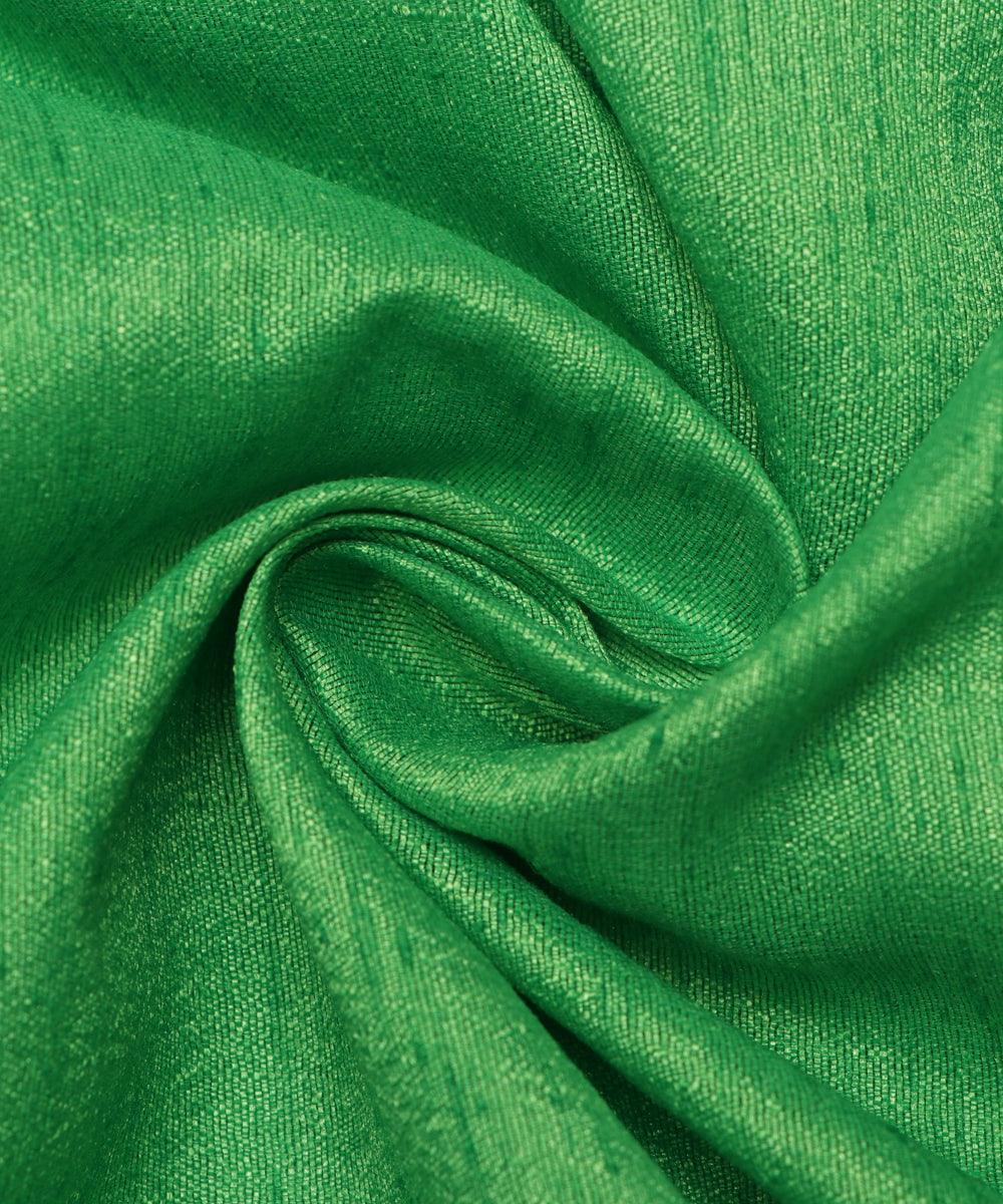 kelly green colour plain raw silk