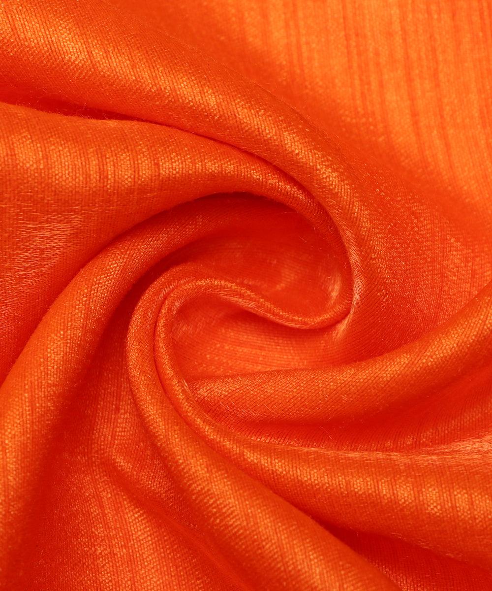 orange colour plain raw silk