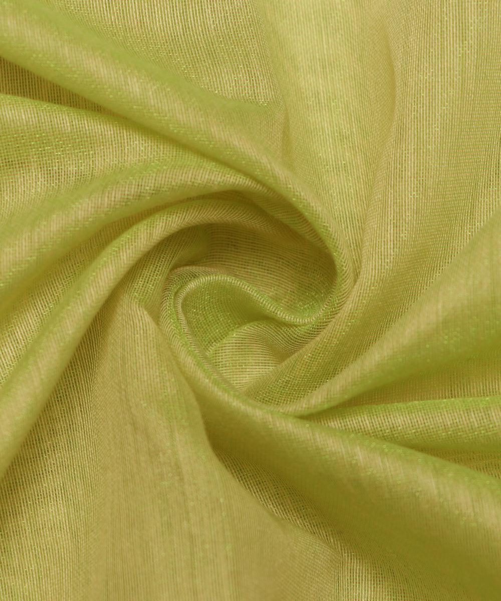 light green golden colour plain chanderi fabric