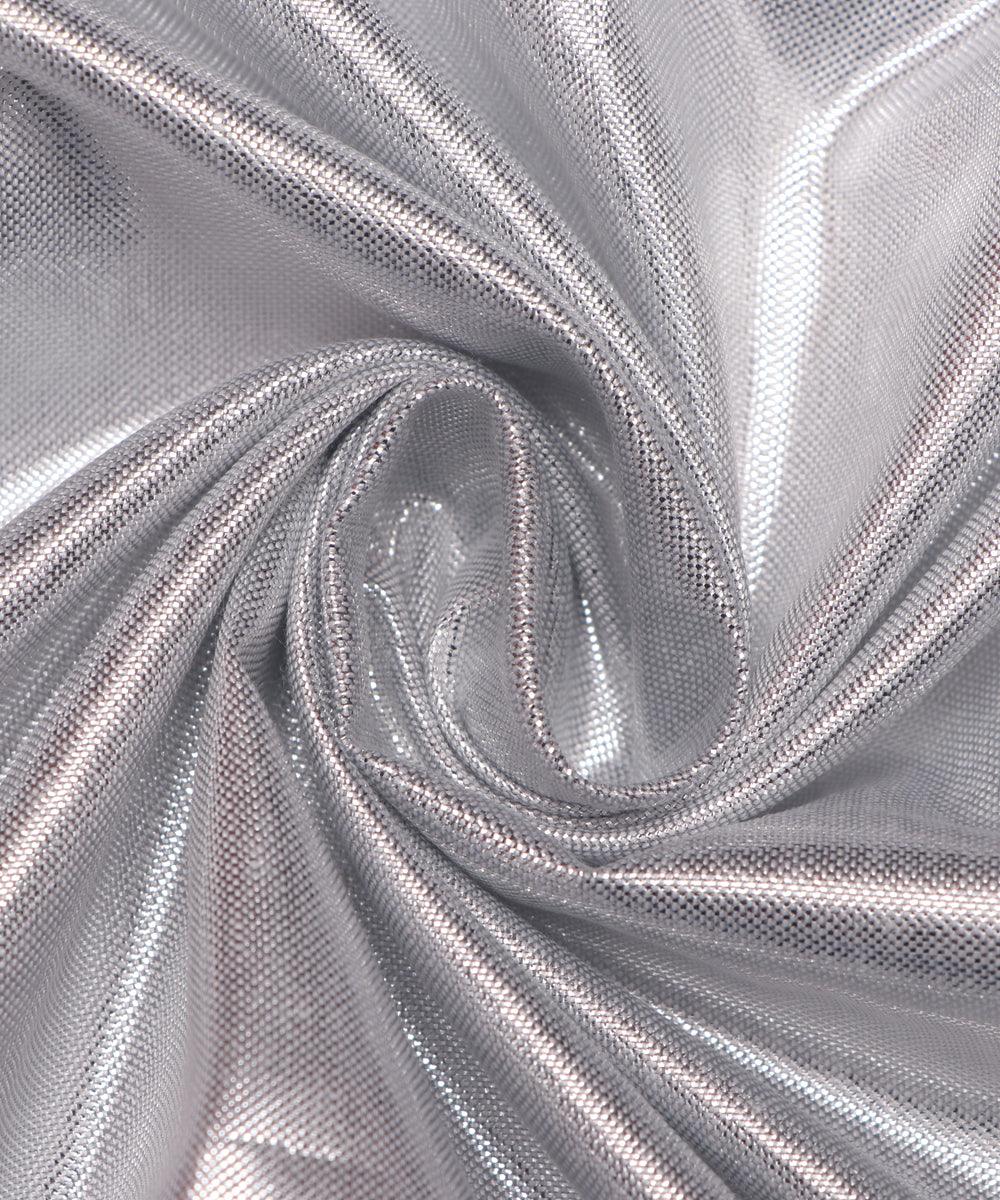 silver colour plain shimmer fabric