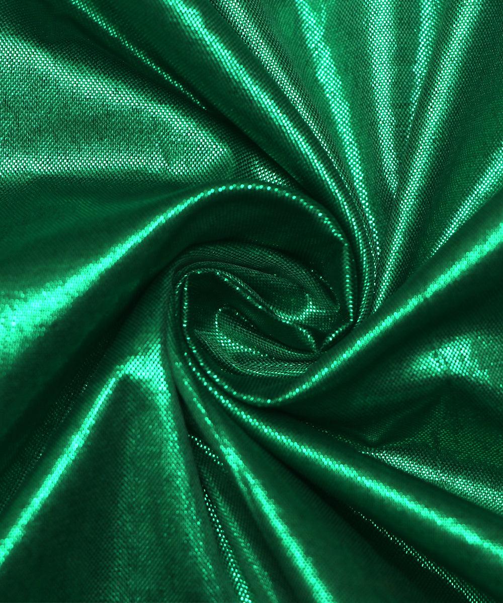 Green Colour Plain Shimmer Fabric