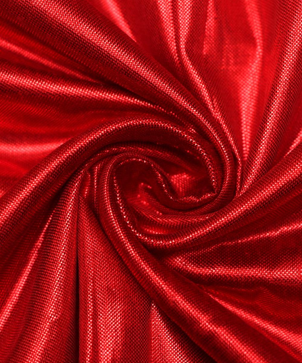 Red Colour Plain Shimmer Fabric