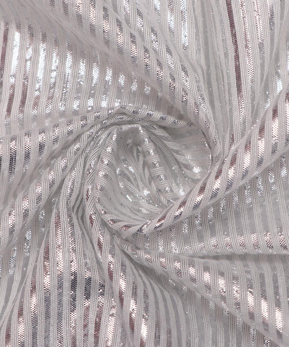 silver white colour plain shimmer fabric 1