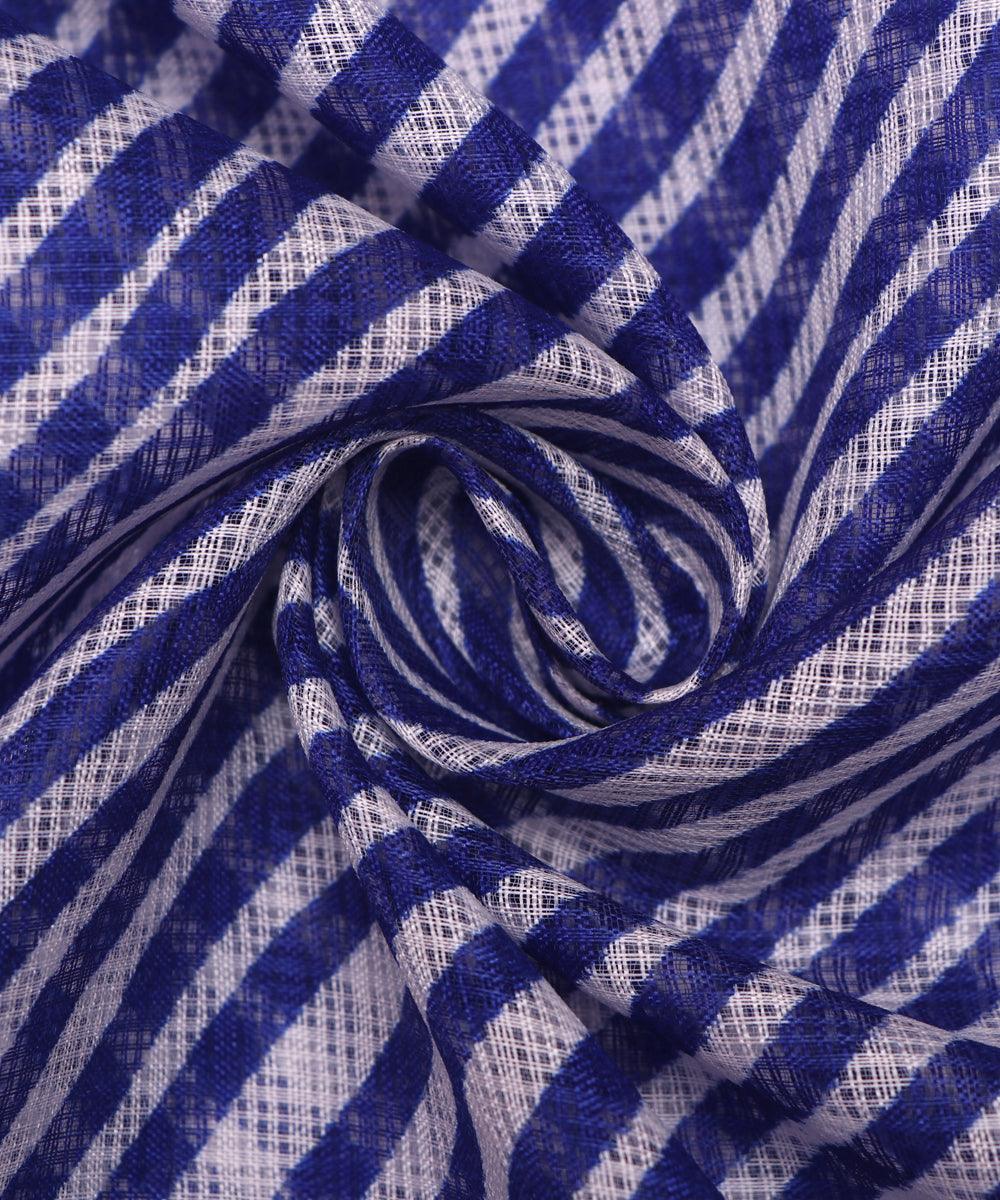 blue colour lehariya kota doria fabric