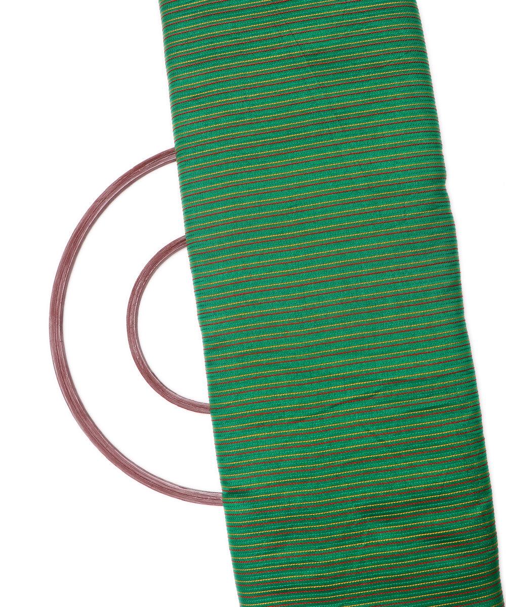 green colour kantha embroidery dupion silk fabric