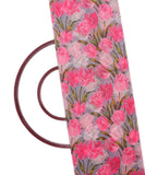 Pink Colour Flower Print Chanderi Fabric