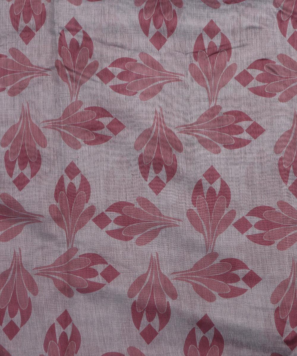 light grey colour flower print chanderi fabric
