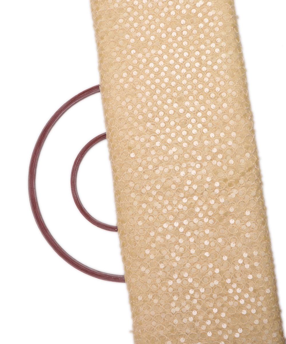caramel colour sequin net embroidery fabric