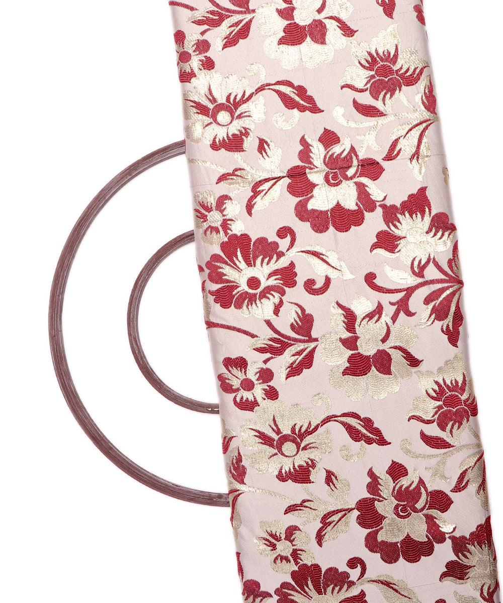 Maroon Color Floral Pattern Gota Brocade Silk Fabric
