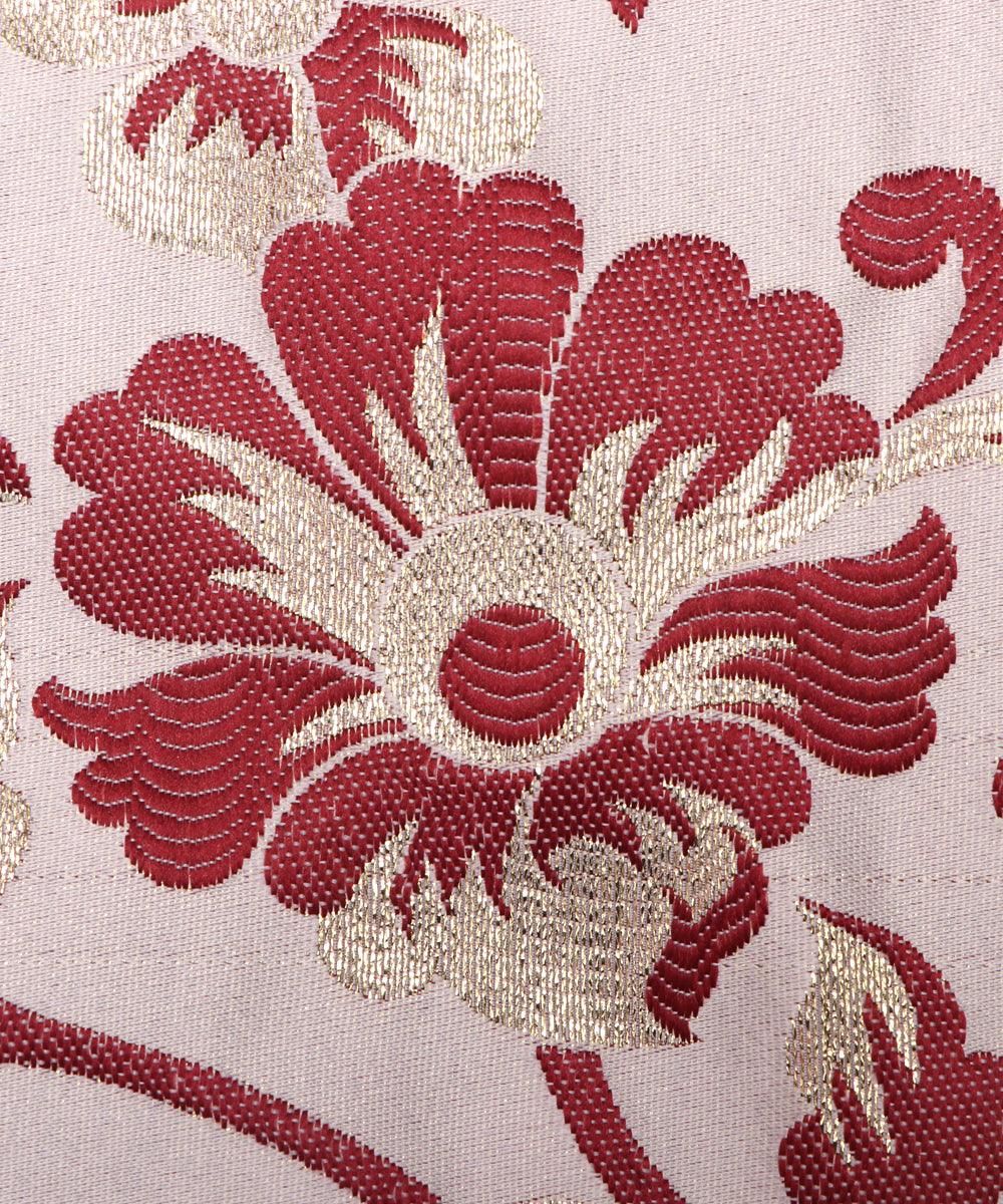 Maroon Color Floral Pattern Gota Brocade Silk Fabric