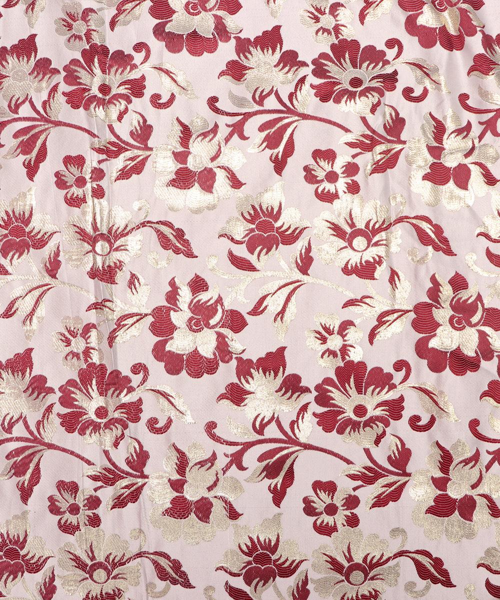 Maroon Color Floral Pattern Gota Brocade Silk Fabric