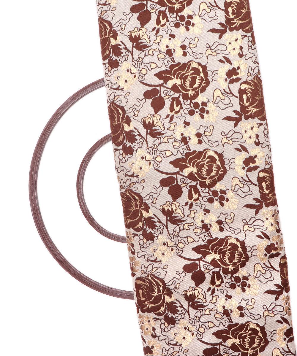 Dark Maroon Color Floral Pattern Gota Brocade Silk Fabric