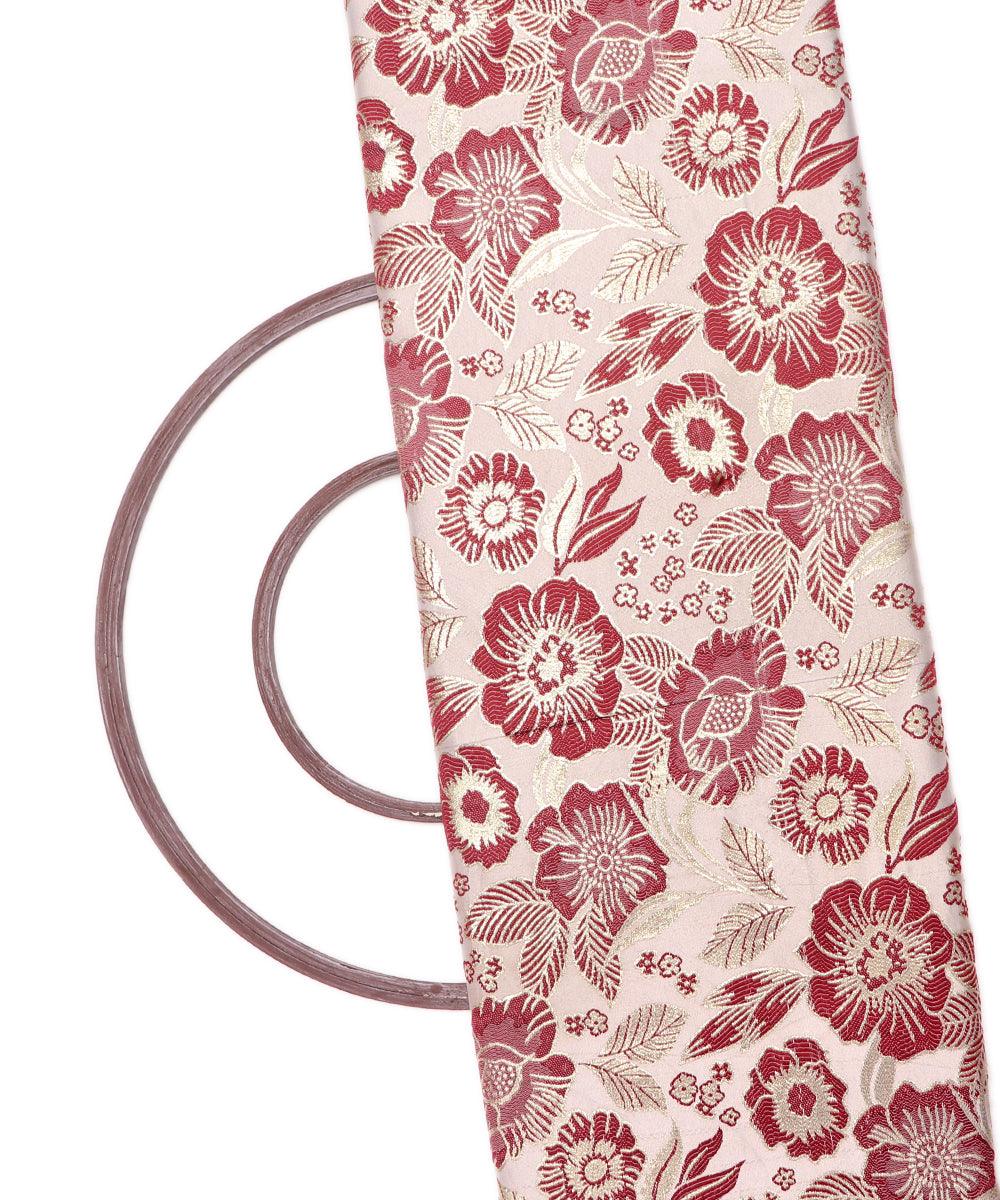 Maroon Color Floral Pattern Gota Brocade Silk Fabric