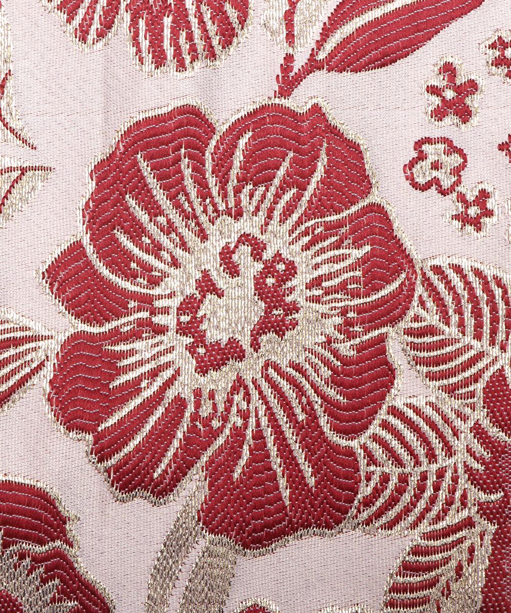 Maroon Color Floral Pattern Gota Brocade Silk Fabric