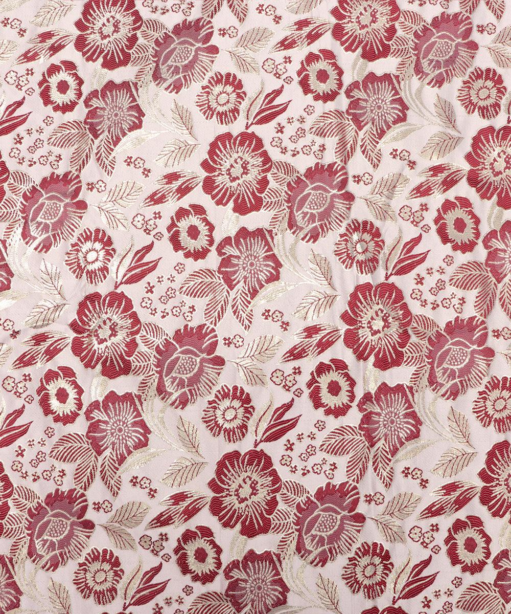 Maroon Color Floral Pattern Gota Brocade Silk Fabric