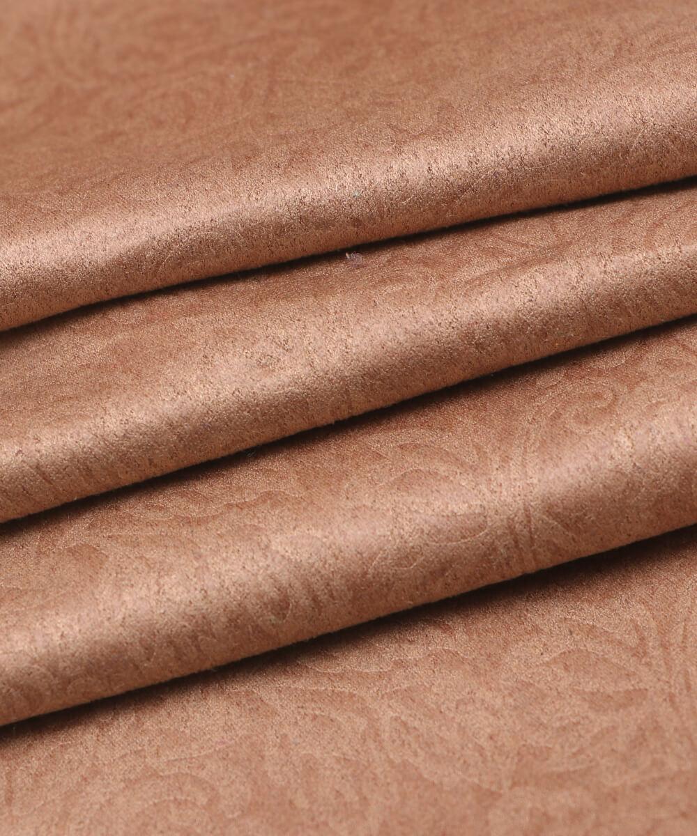 Tan Colour Self Print Suede Fabric - Fabric Dekho