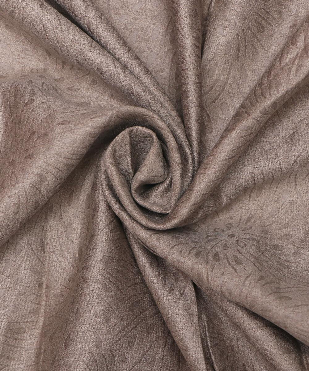 Light Grey Colour Self Print Suede Fabric - Fabric Dekho