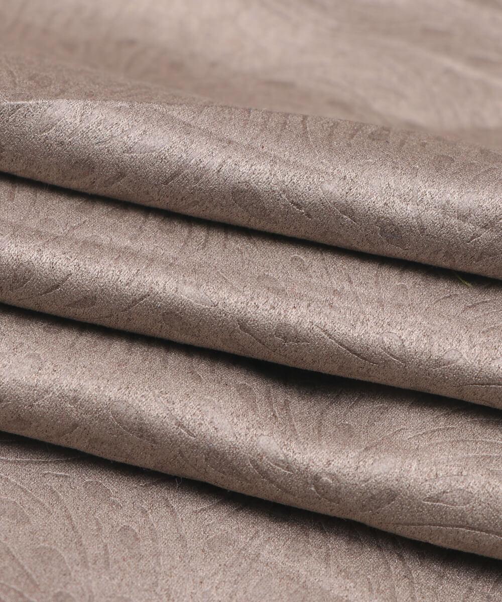 Light Grey Colour Self Print Suede Fabric - Fabric Dekho