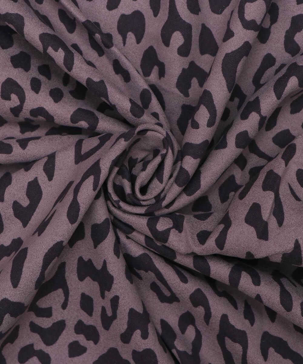 Grey Colour Animal Print Suede Fabric - Fabric Dekho