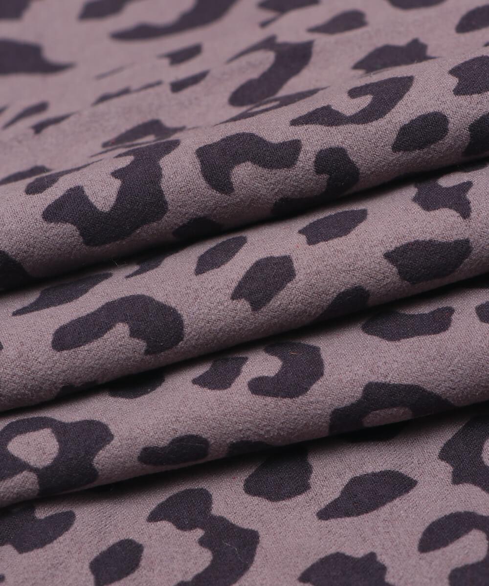 Grey Colour Animal Print Suede Fabric - Fabric Dekho