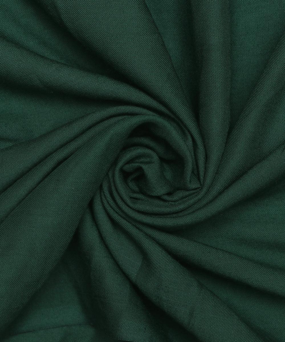 Bottle Green Colour Plain Rayon Fabric
