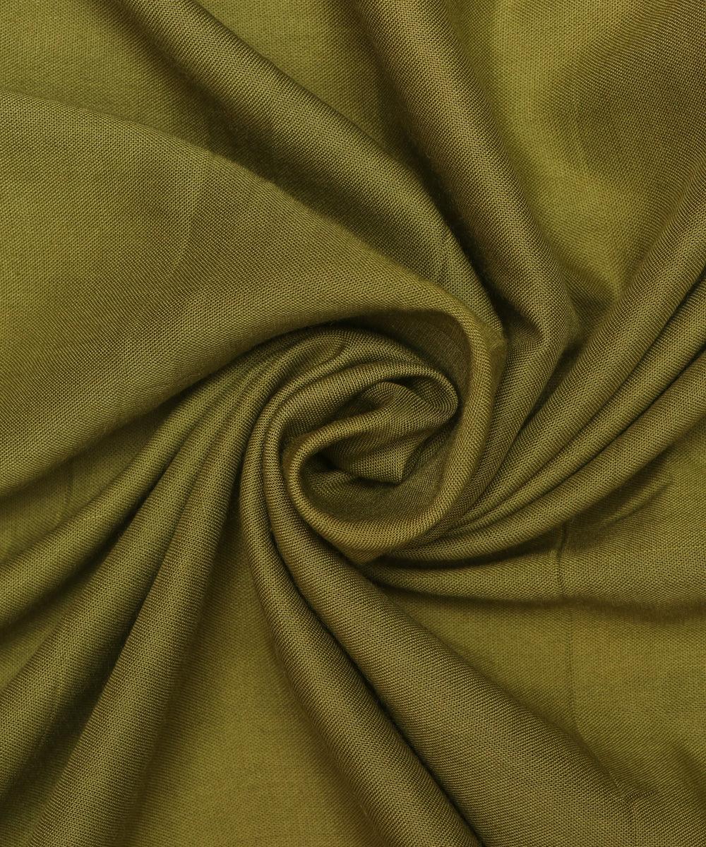 Khaki Green Colour Plain Rayon Fabric