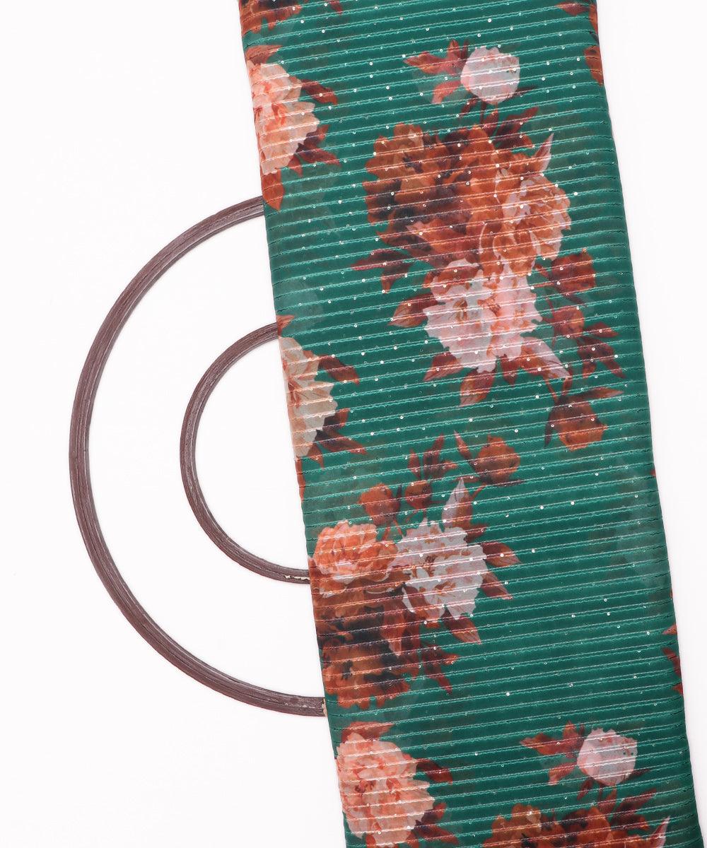 Rama Green Colour Digital Print Georgette Sequin Embroidery Fabric