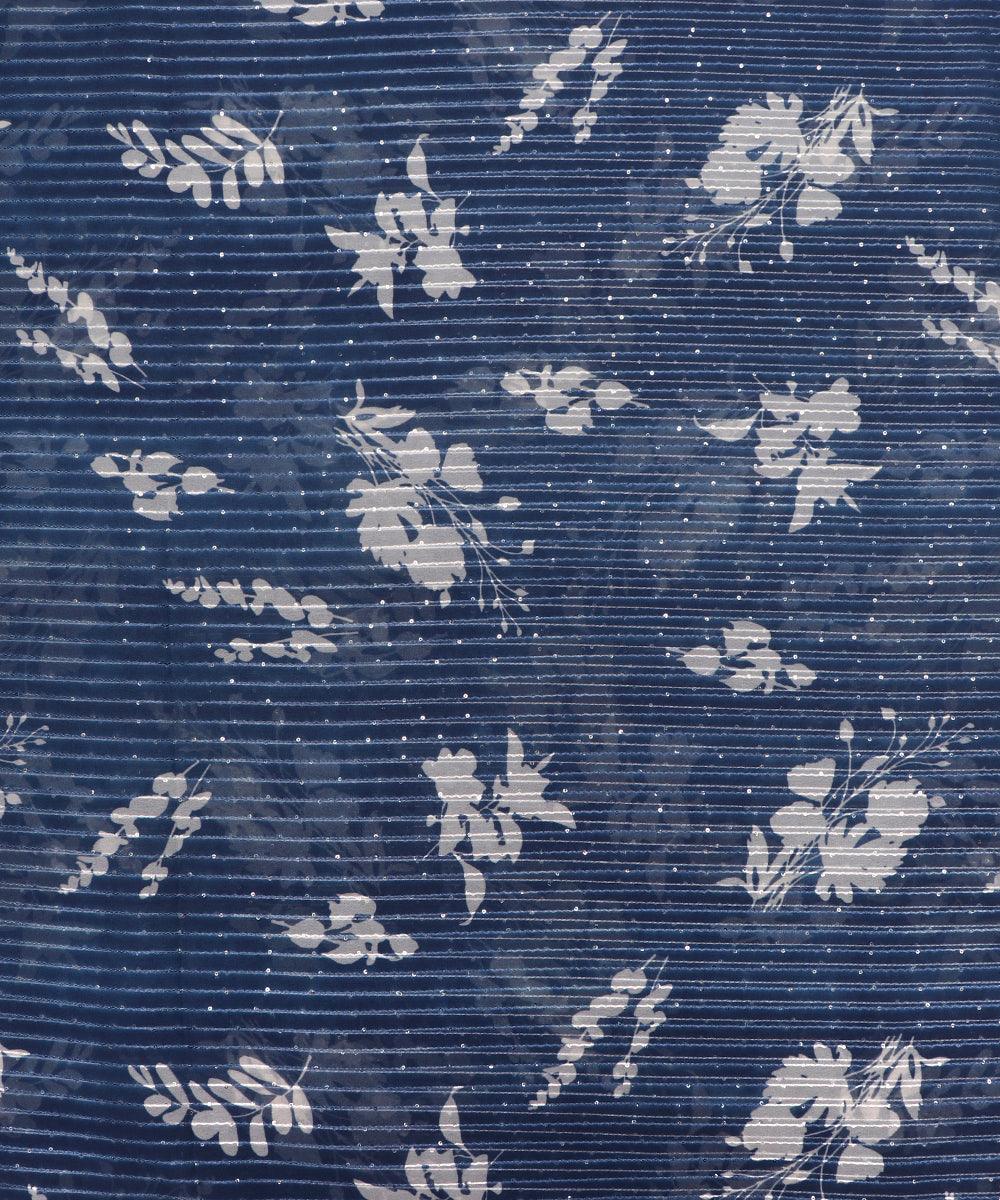 Blue Colour Digital Print Georgette Sequin Embroidery Fabric