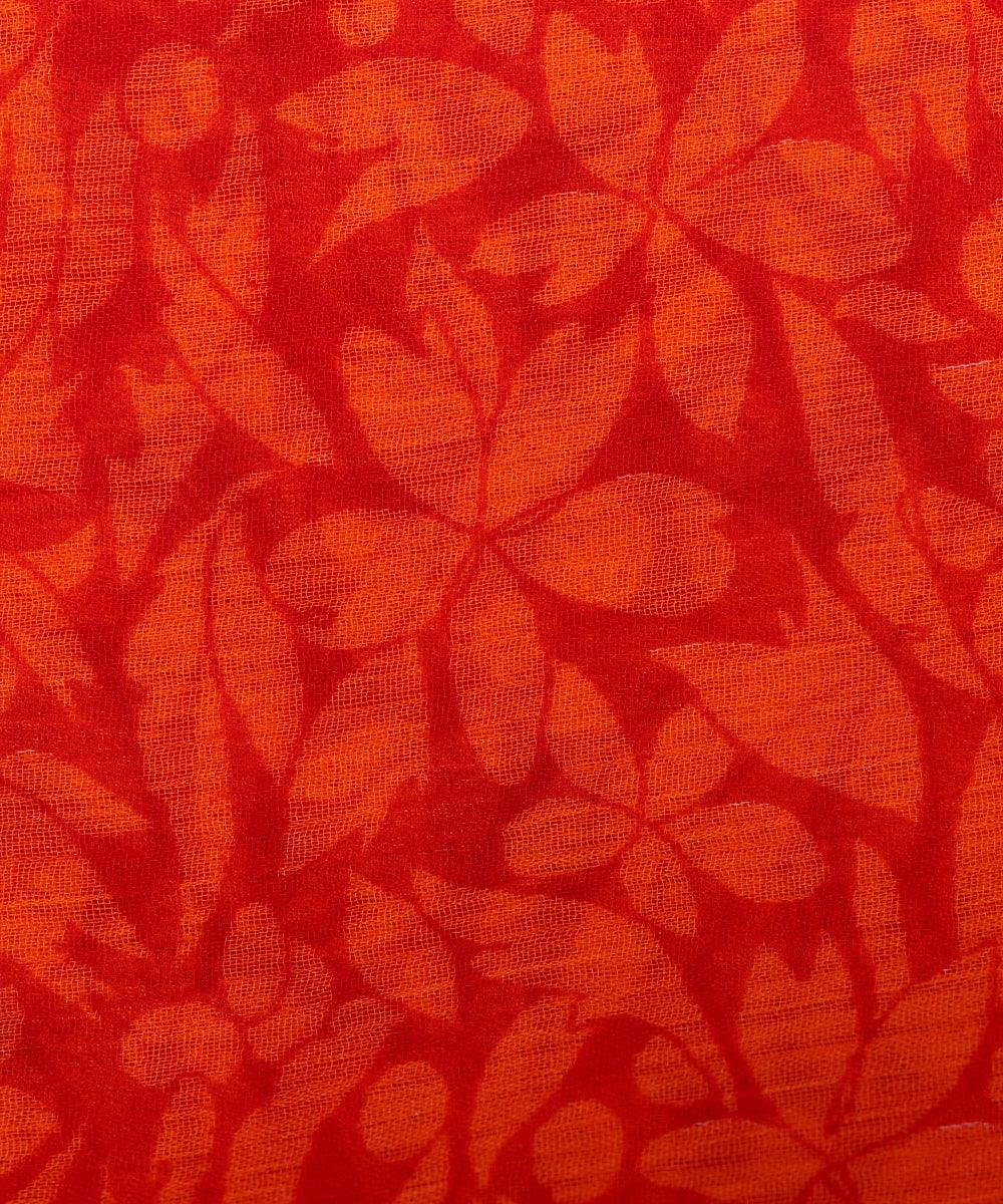 Orange Colour Floral Print Chiffon Fabric