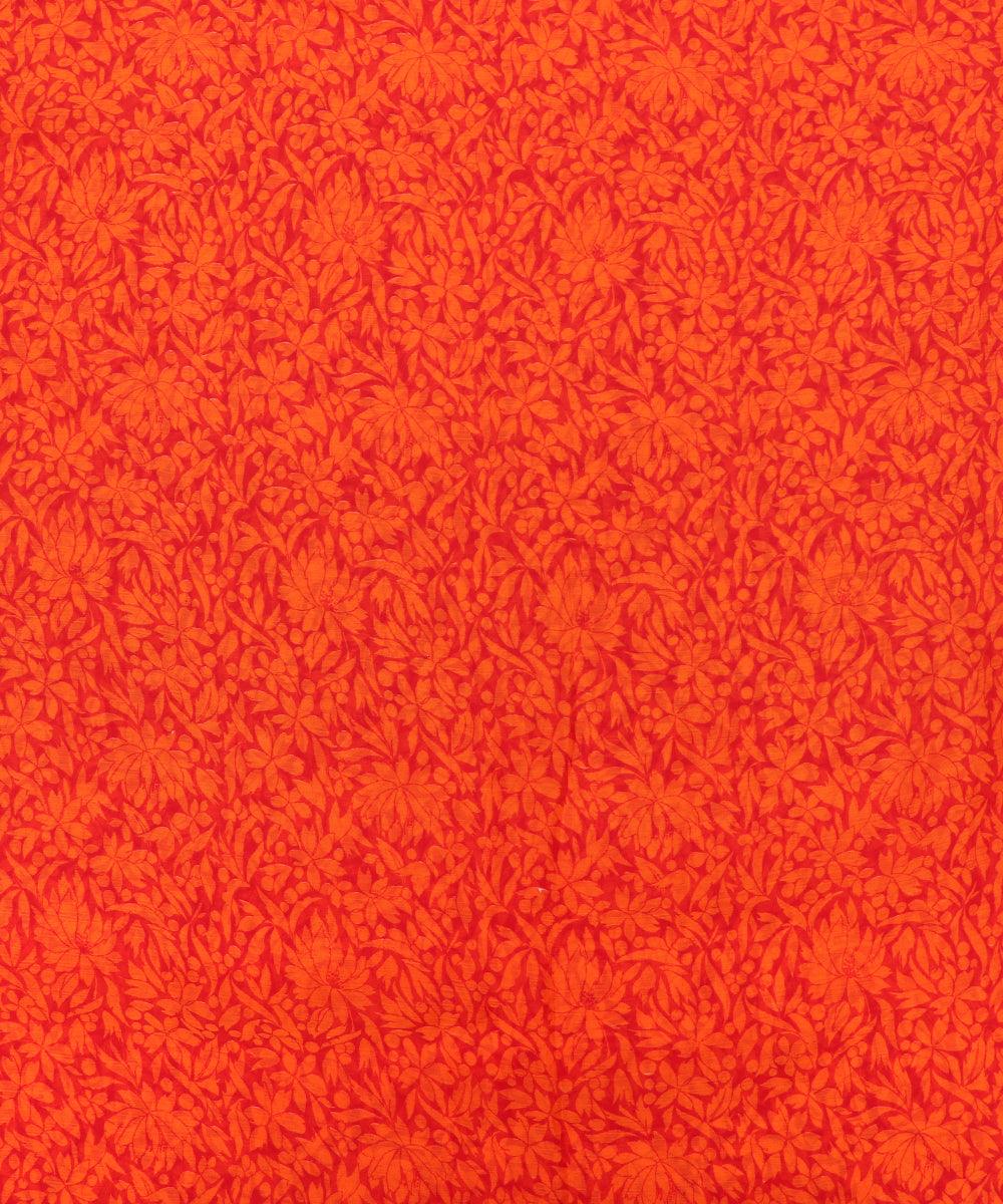 Orange Colour Floral Print Chiffon Fabric