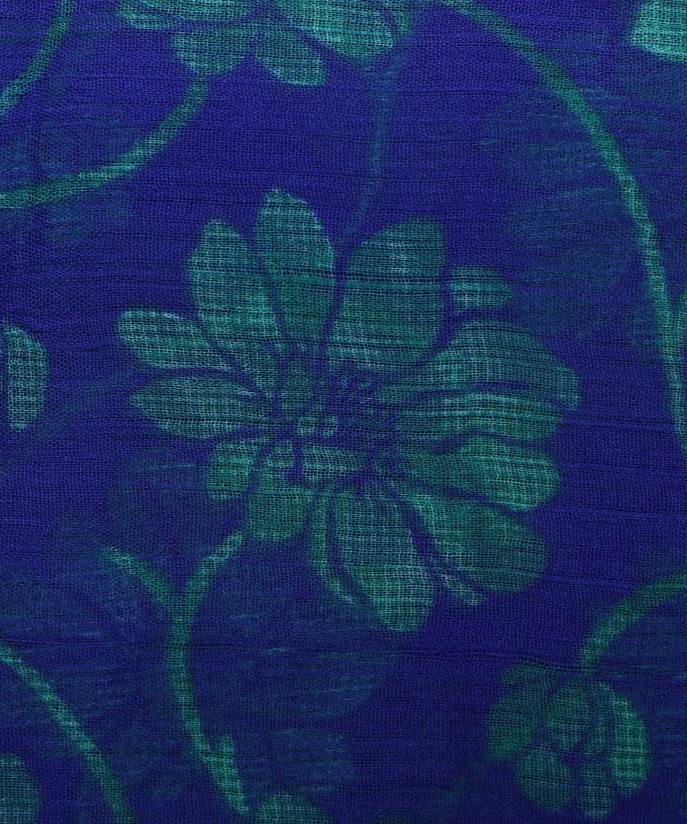 Royal Blue Colour Floral Print Chiffon Fabric