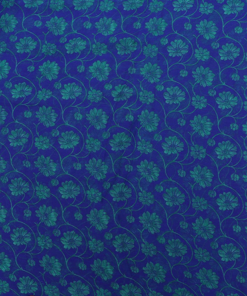 Royal Blue Colour Floral Print Chiffon Fabric