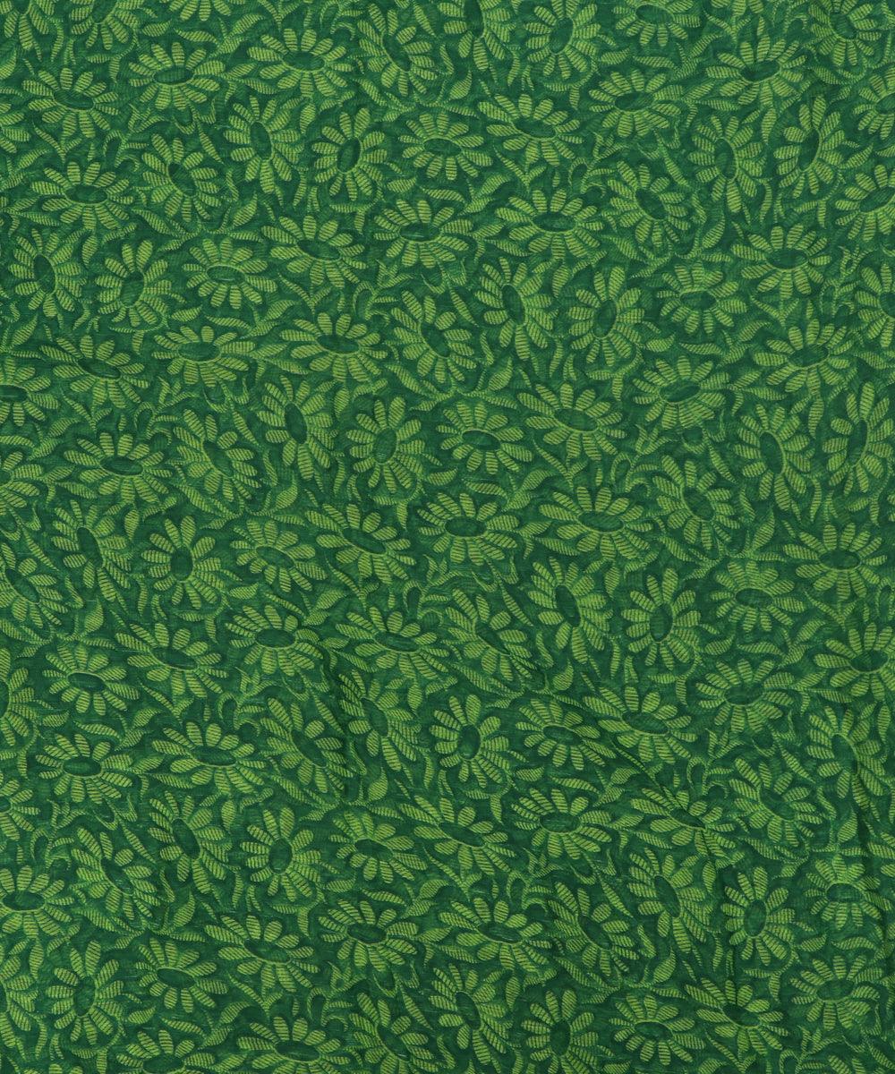 Green Colour Floral Print Chiffon Fabric