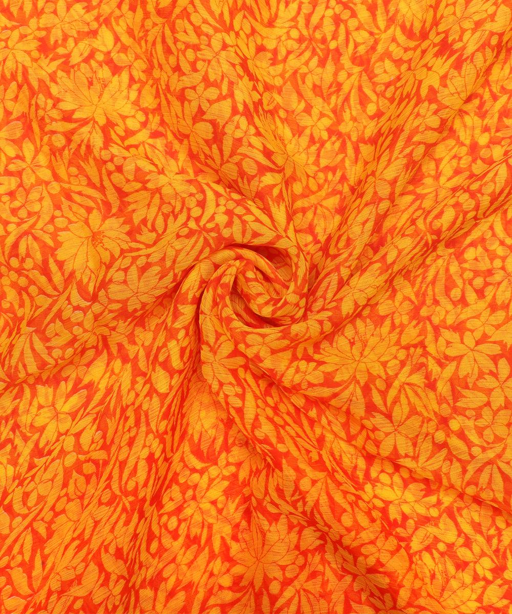Red Colour Floral Print Chiffon Fabric