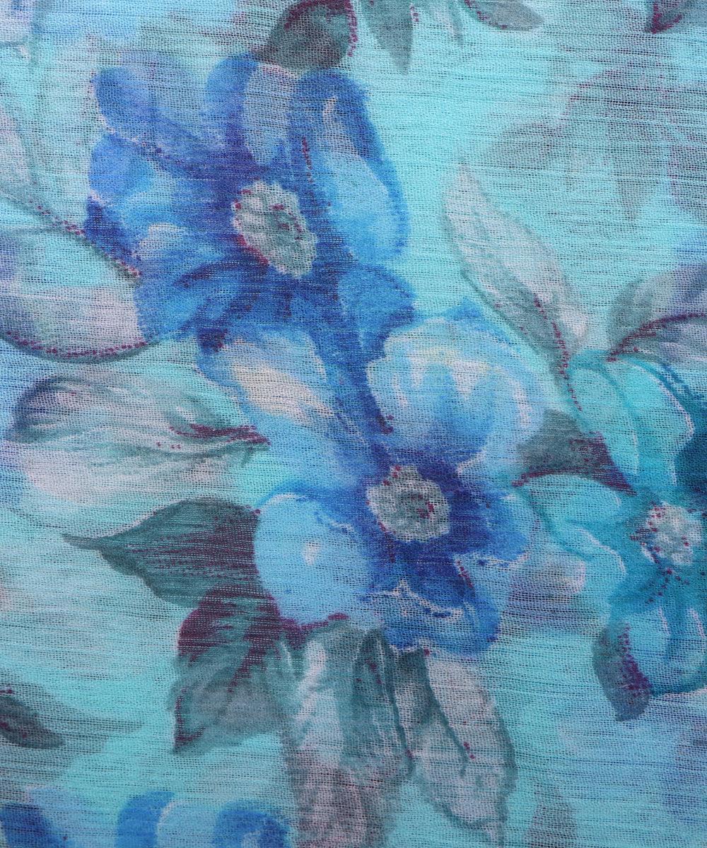 Light Blue Colour Floral Print Chiffon Fabric