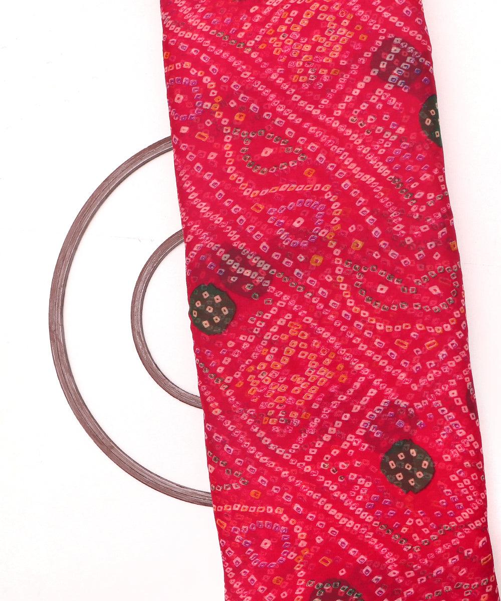 Maroon Colour Bandhani Print Chiffon Fabric