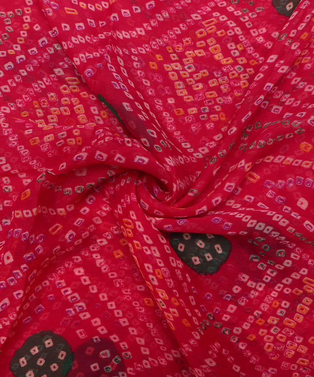 Maroon Colour Bandhani Print Chiffon Fabric