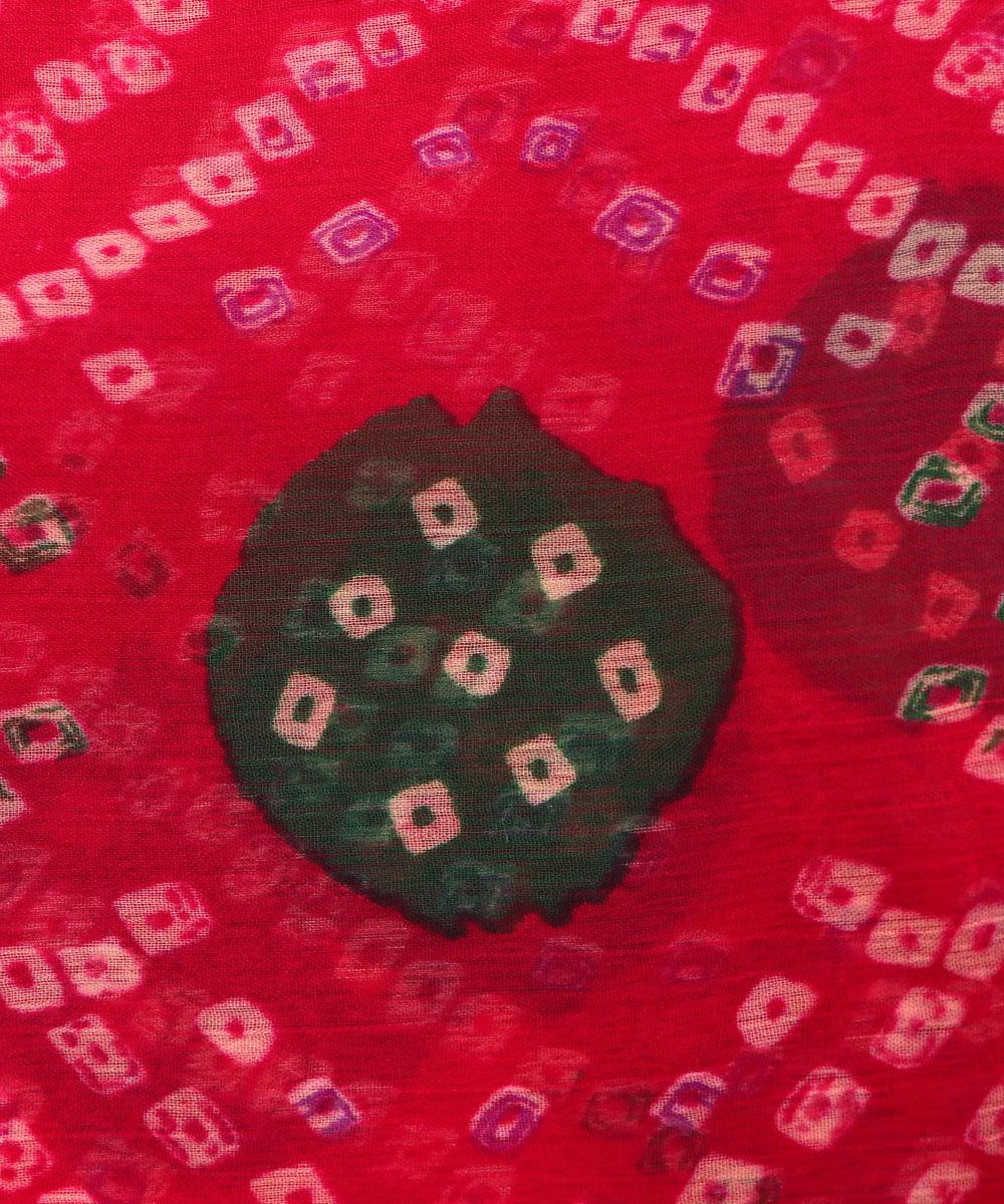 Maroon Colour Bandhani Print Chiffon Fabric