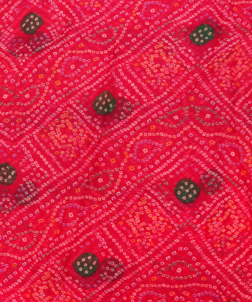 Maroon Colour Bandhani Print Chiffon Fabric