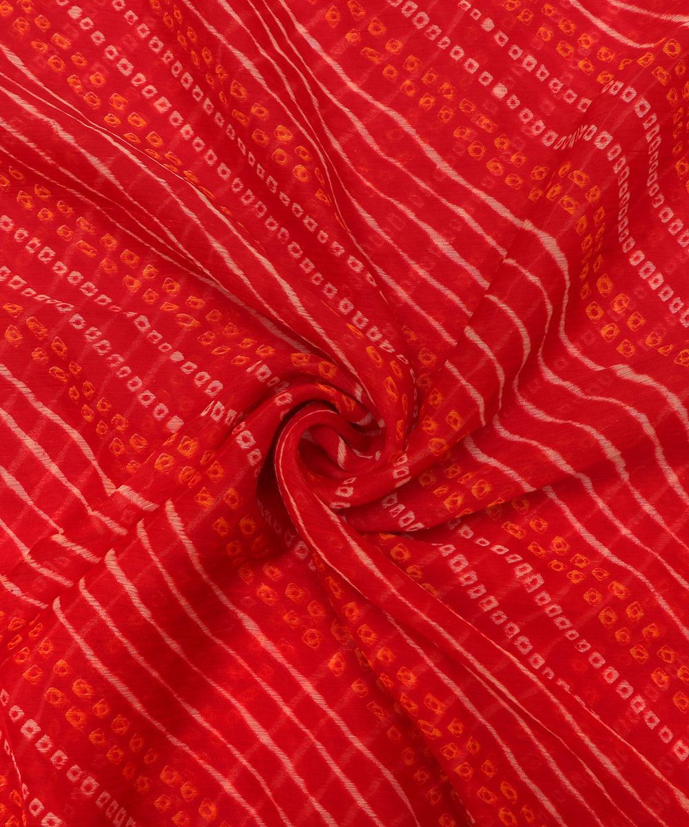 Maroon Colour Bandhani Print Chiffon Fabric