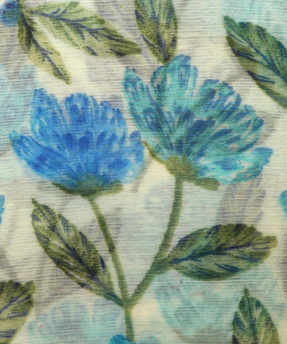 Light Blue Colour Floral Print Chiffon Fabric