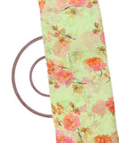 Mint Green Colour Unique Print Chiffon Fabric