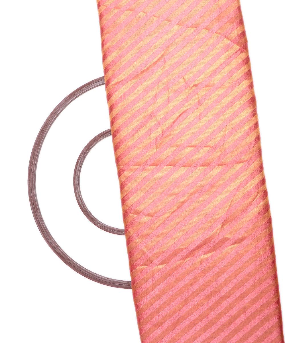 Pink Colour Stripes Pattern Brocade Silk Fabric