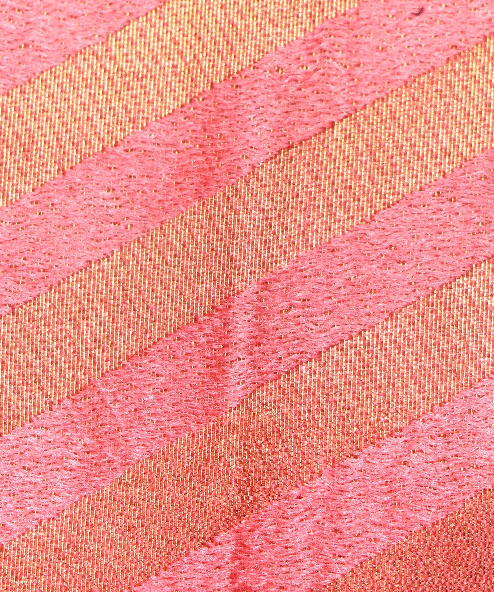 Pink Colour Stripes Pattern Brocade Silk Fabric