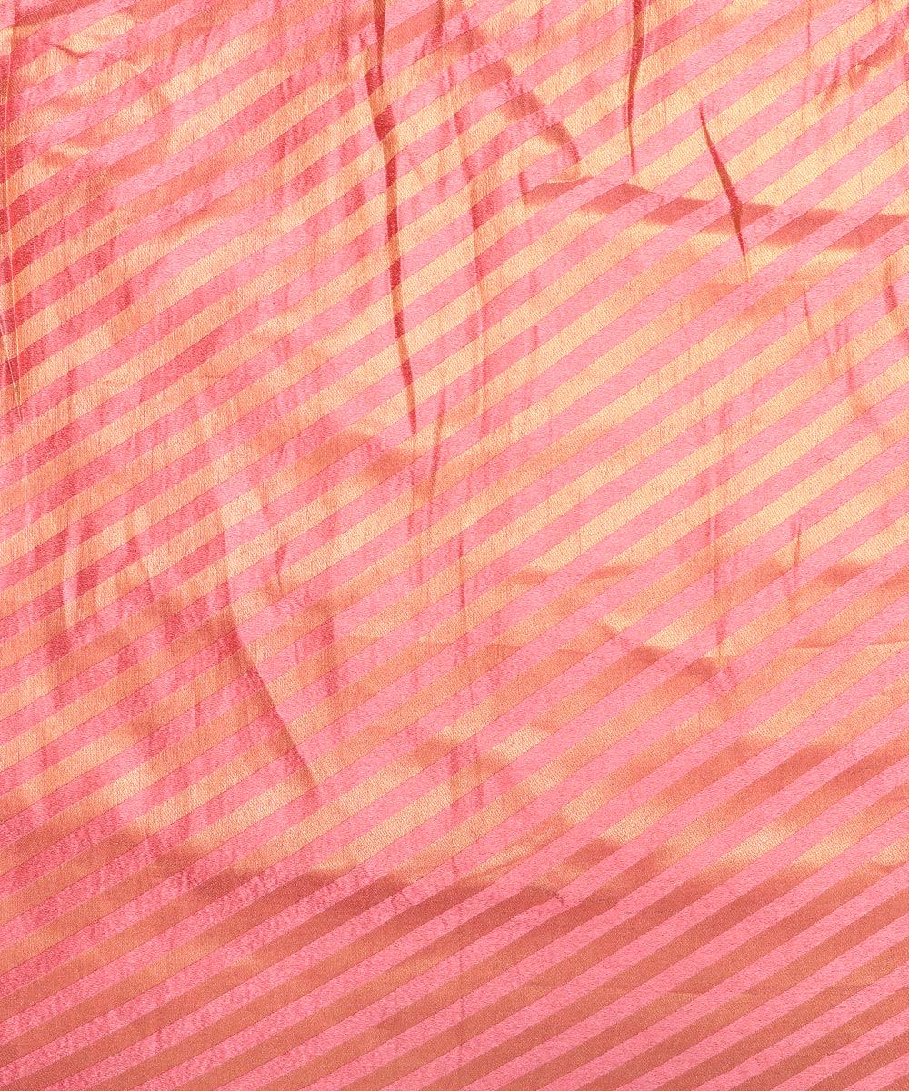 Pink Colour Stripes Pattern Brocade Silk Fabric