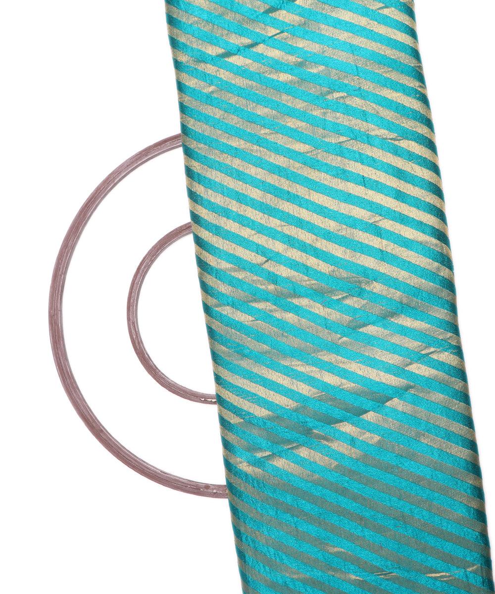 Light Blue Colour Stripes Pattern Brocade Silk Fabric