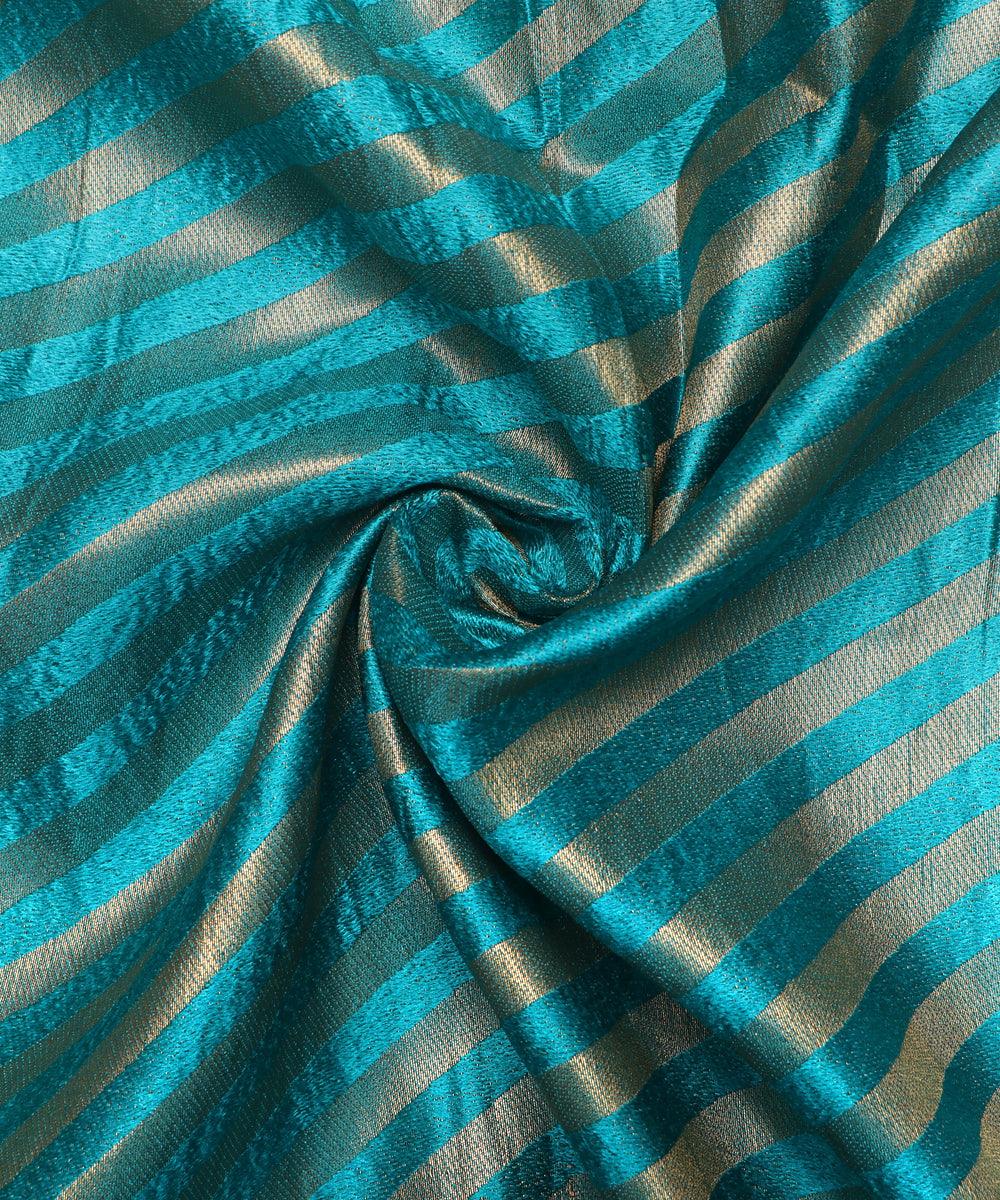 Light Blue Colour Stripes Pattern Brocade Silk Fabric