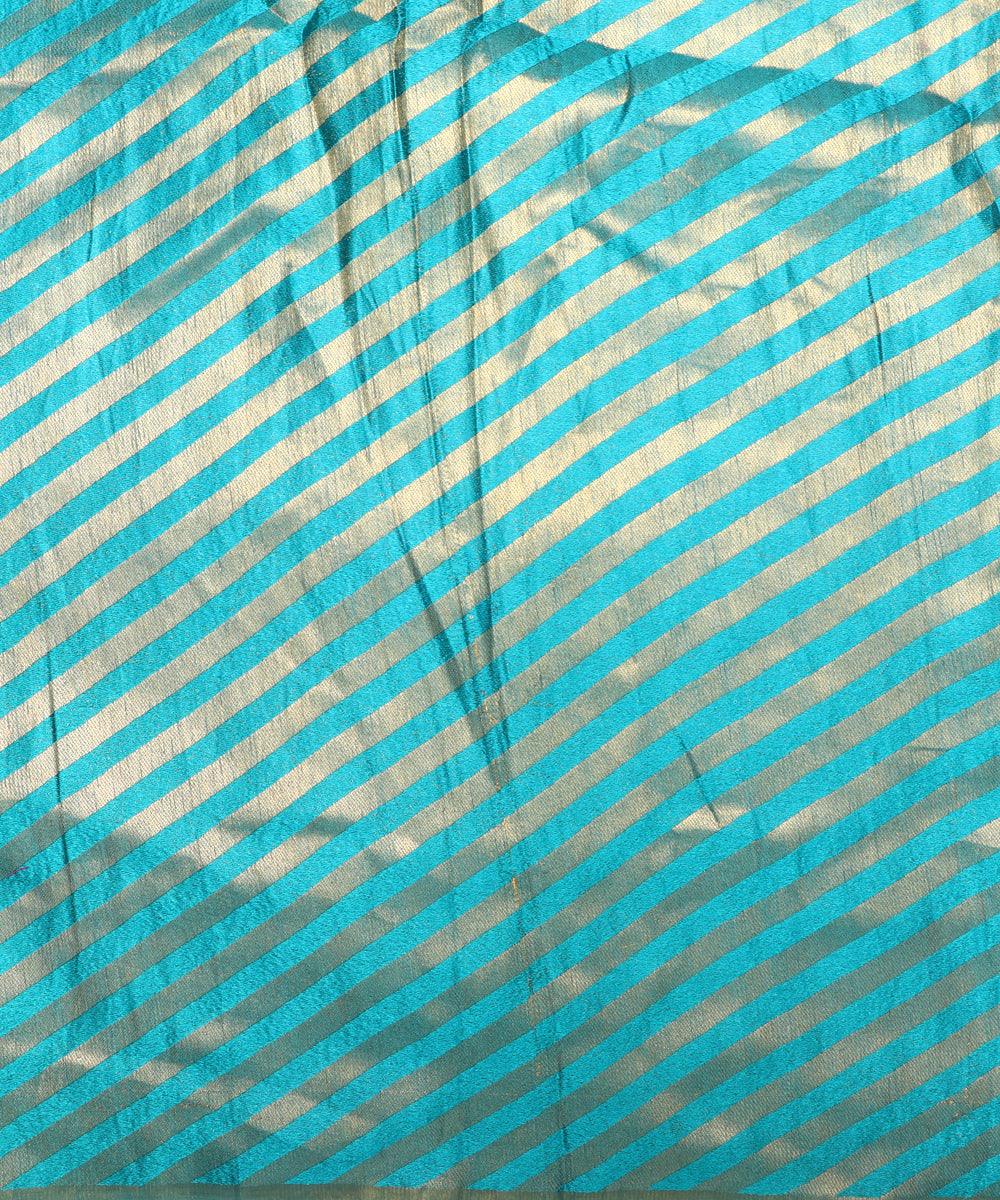 Light Blue Colour Stripes Pattern Brocade Silk Fabric